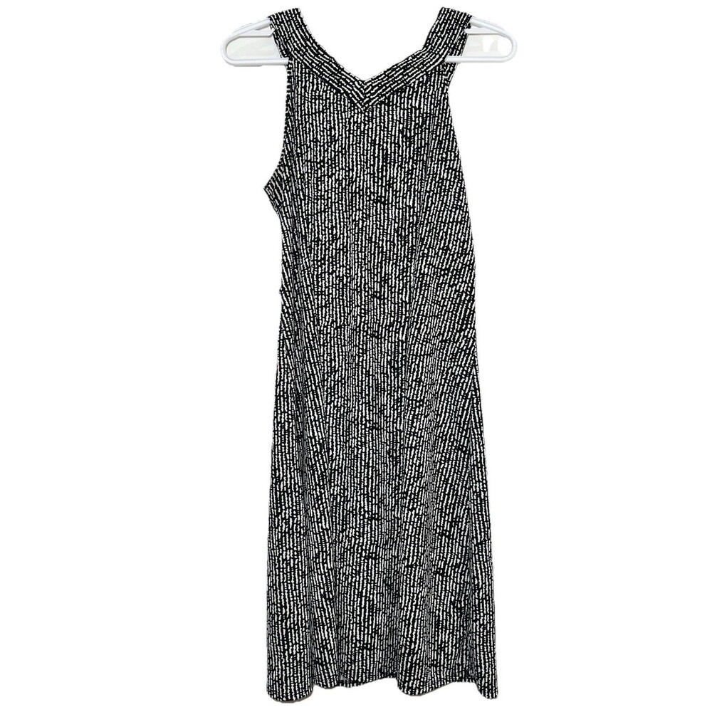 Ann Taylor Loft Twist Front Dress Black White Sleeveless Size 8